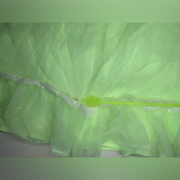 Fairycore BabyDoll Dress Neon Green Sheer Cottagecore Dress - Picture 9 of 9